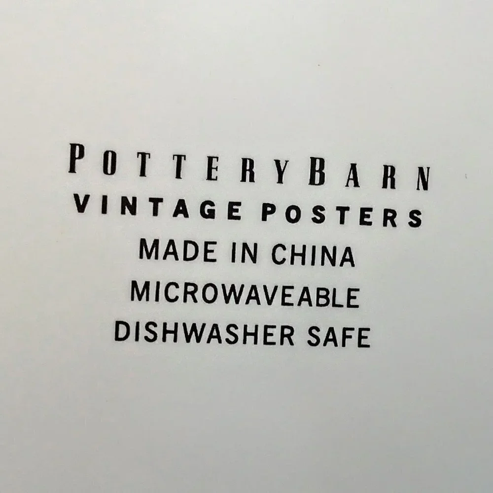 Pottery Barn Vintage Posters 5-Pc. Ceramic Tray Set